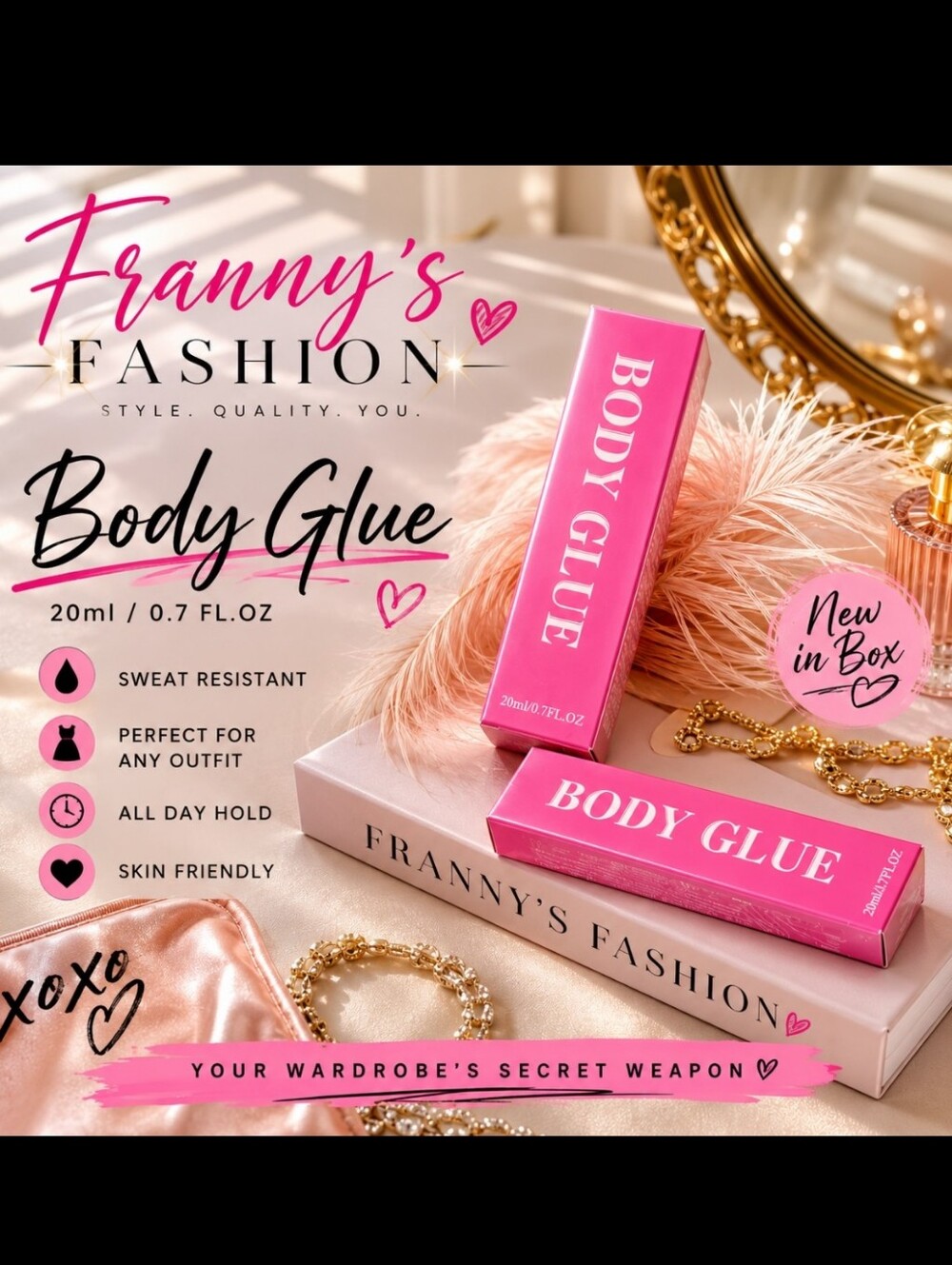 Body Glue 20ml – Invisible Fashion Adhesive for Clothing & Accessories